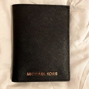 Michael Kors Black Saffron Leather Passport Wallet